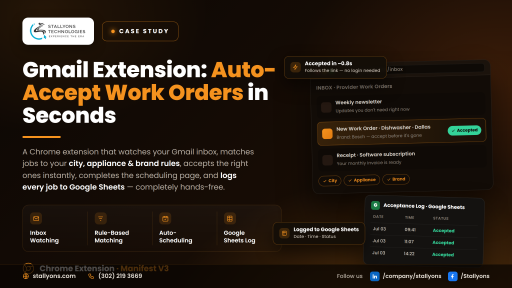 Gmail Extension Case Study: Auto-Accepting Work Orders and Booking Jobs in Seconds