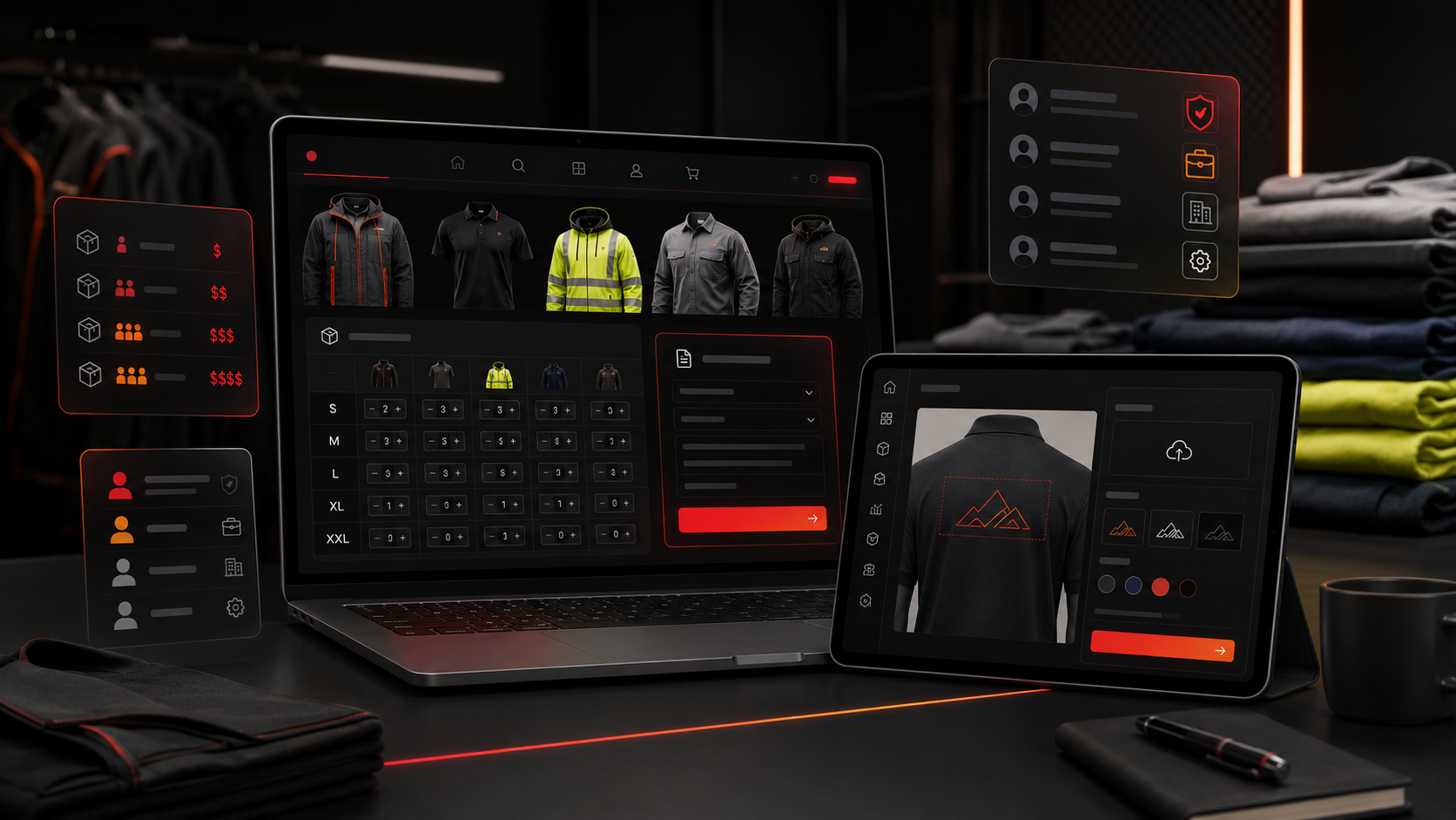 BigCommerce B2B and B2C wholesale garment store with size-quantity matrix bulk ordering and request-a-quote