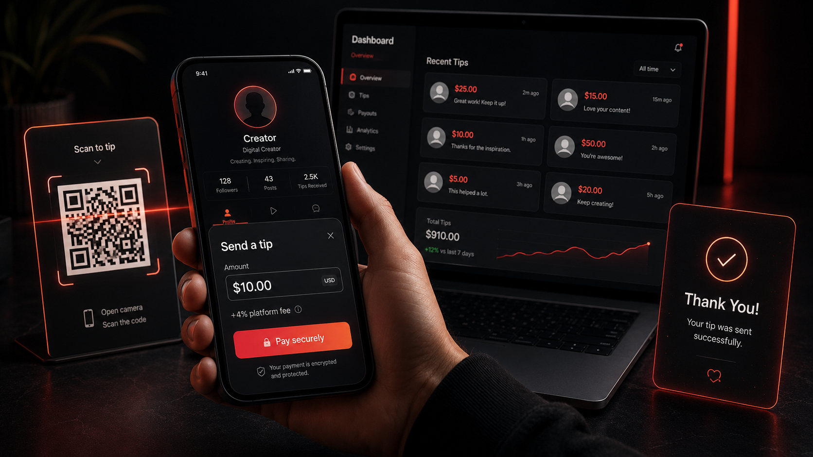 QR Tipping Platform Built on Bubble with Stripe