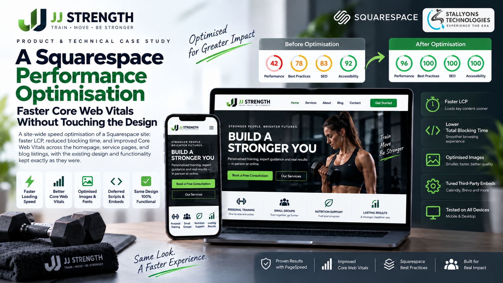 JJ Strength: Squarespace Speed Optimisation