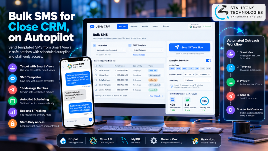 JEMs CRM: Drupal Bulk SMS for Close CRM